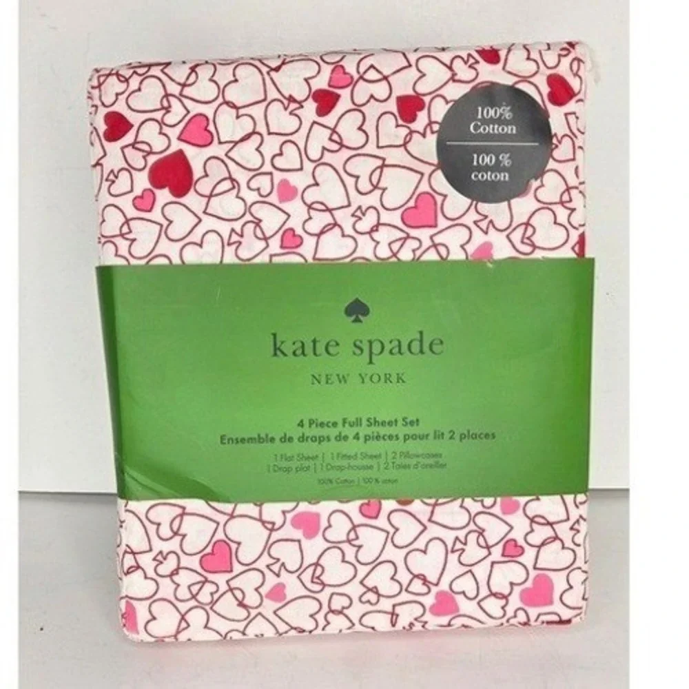 Kate Spade Full Cotton‎ Red Heart Sheet Set Valentines Day